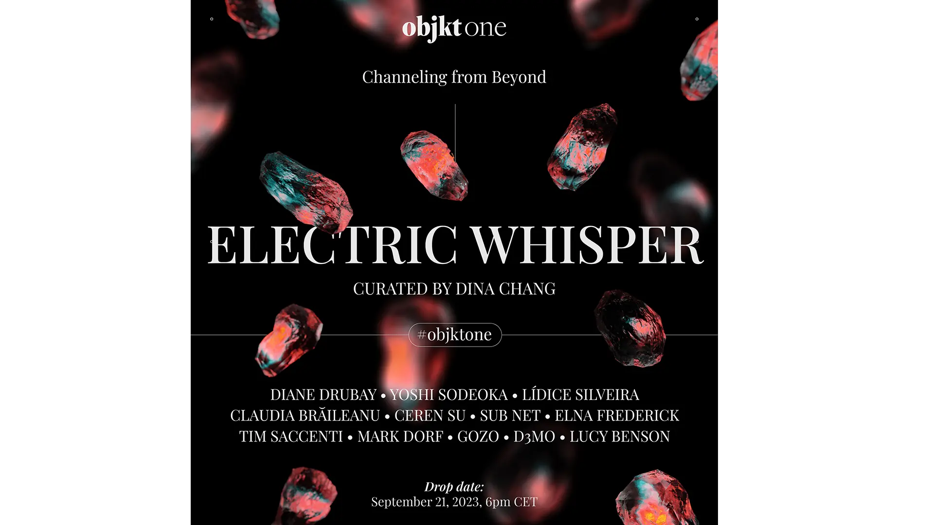 Electric Whisper online group show poster.